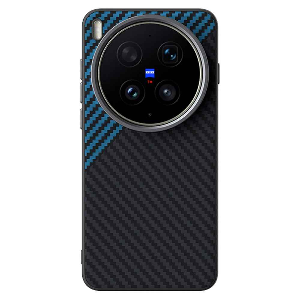 ABEEL For vivo X300 Ultra 5G Magnetic Case Carbon Fiber Texture Phone Back Cover - Black  /  Blue