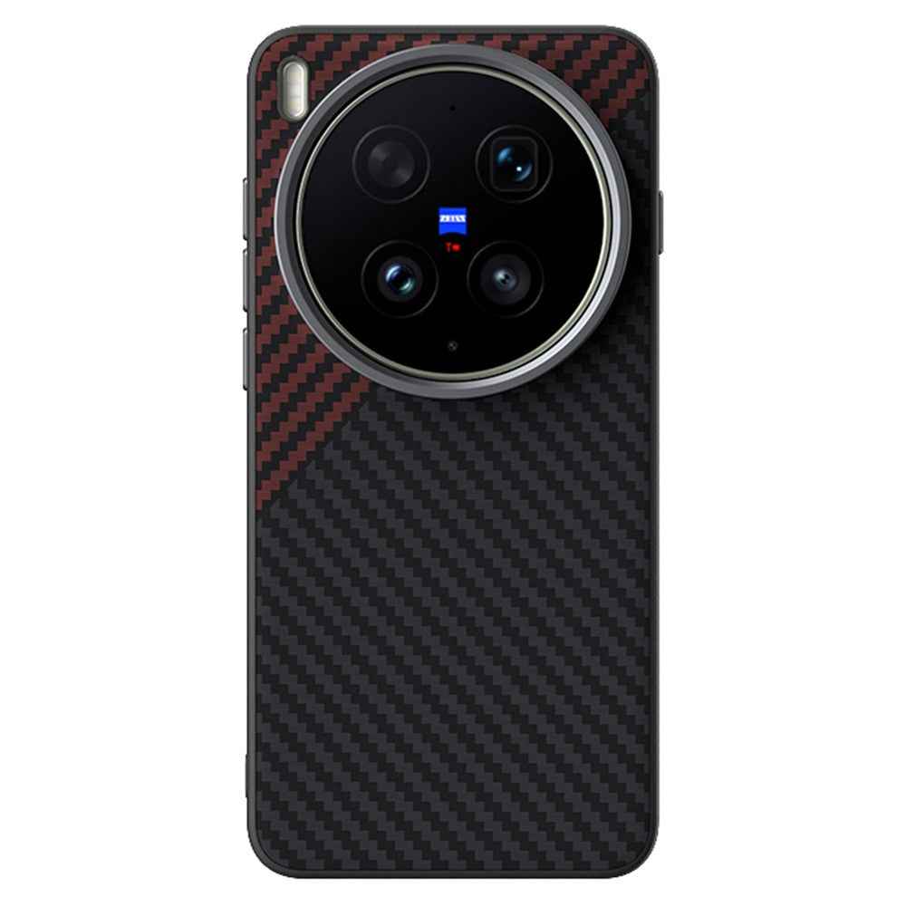 ABEEL For vivo X300 Ultra 5G Magnetic Case Carbon Fiber Texture Phone Back Cover - Black  /  Red