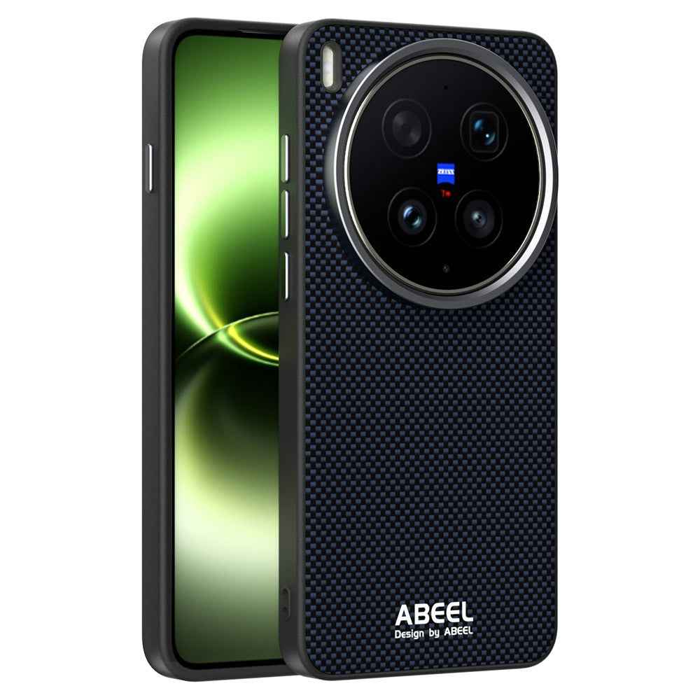 ABEEL For vivo X300 Ultra 5G Magnetic Case Printed PC TPU Aluminum Alloy Leather Phone Cover - Black
