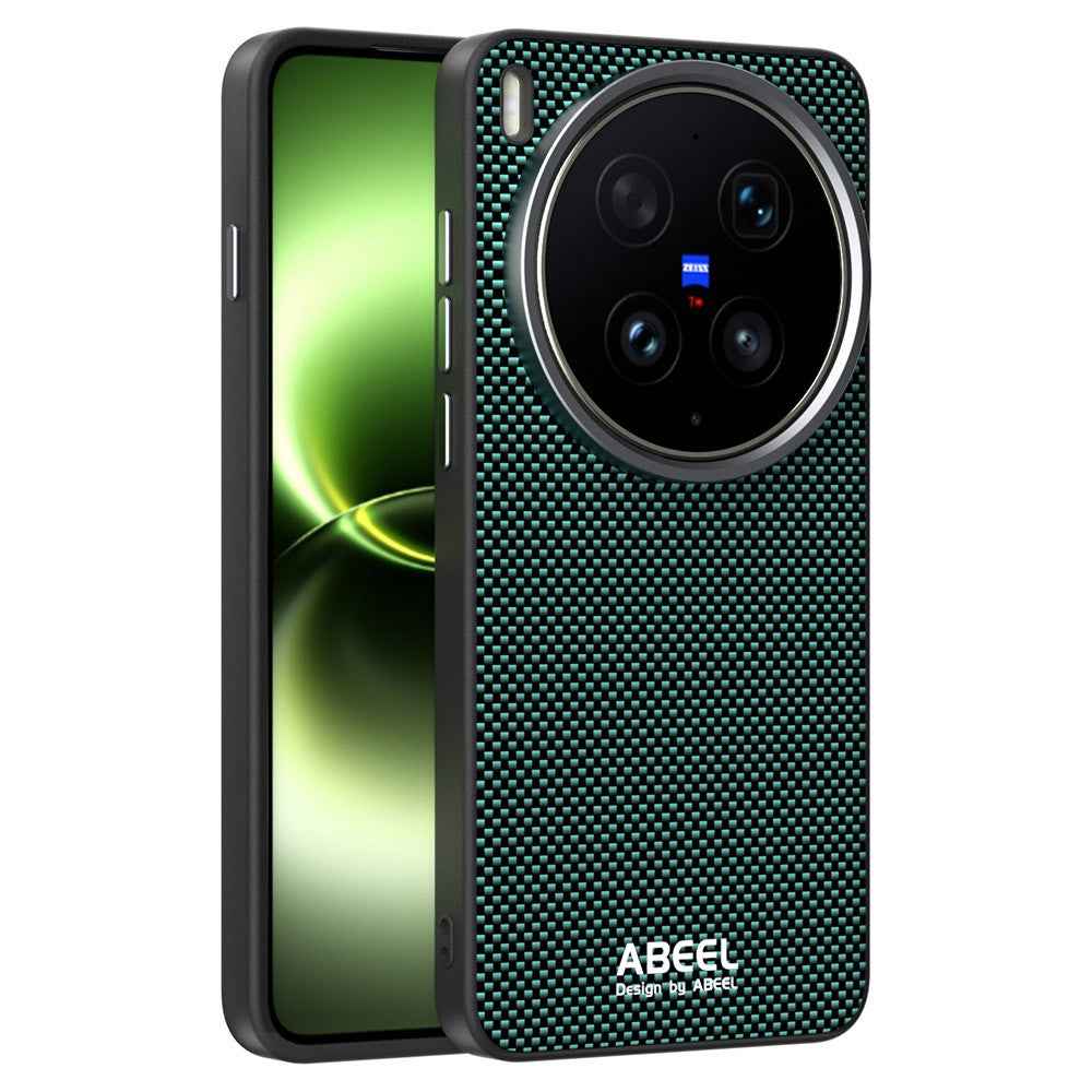 ABEEL For vivo X300 Ultra 5G Magnetic Case Printed PC TPU Aluminum Alloy Leather Phone Cover - Green