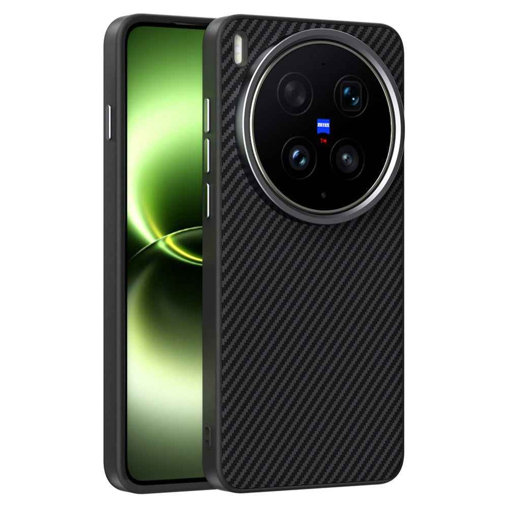 ABEEL For vivo X300 Ultra 5G Magnetic Case Carbon Fiber Texture TPU PC PU Phone Back Cover - Black