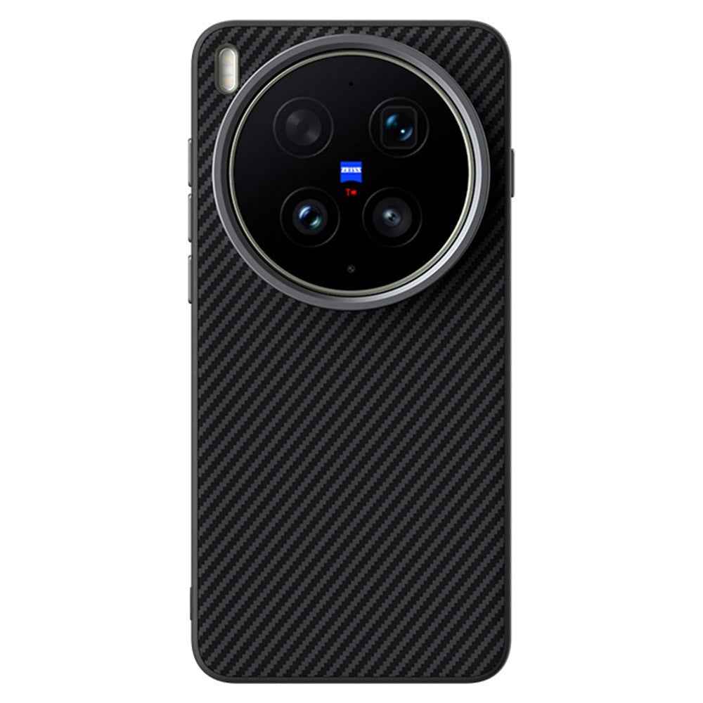 ABEEL For vivo X300 Ultra 5G Magnetic Case Carbon Fiber Texture TPU PC PU Phone Back Cover - Black