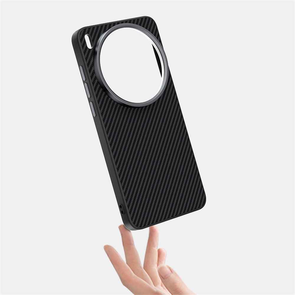 ABEEL For vivo X300 Ultra 5G Magnetic Case Carbon Fiber Texture TPU PC PU Phone Back Cover - Black