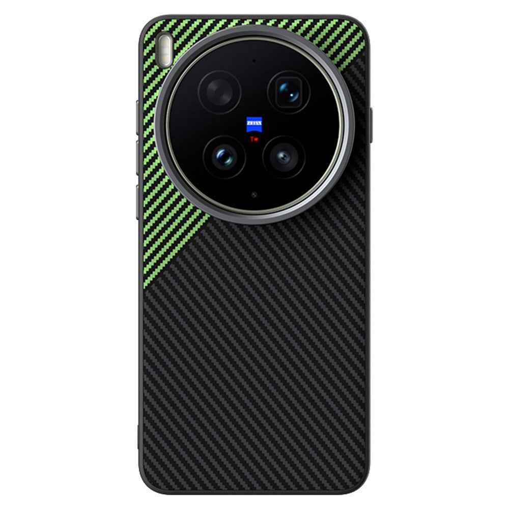 ABEEL For vivo X300 Ultra 5G Magnetic Case Carbon Fiber Texture TPU PC PU Phone Back Cover - Black  /  Green