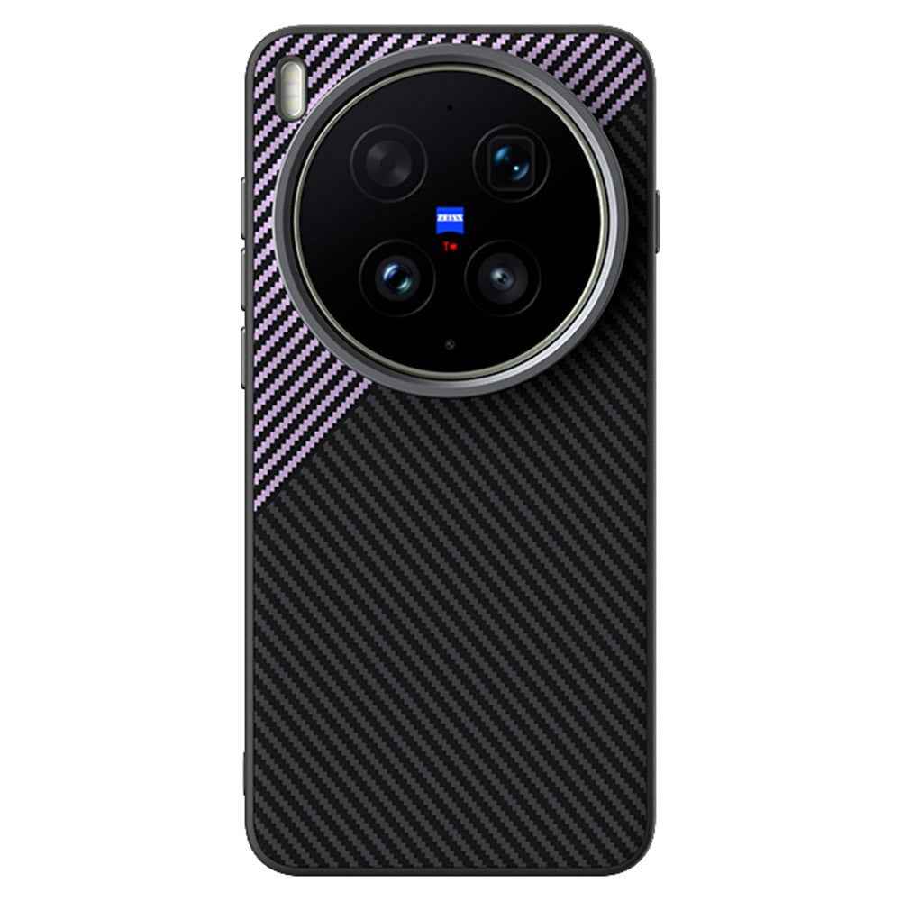 ABEEL For vivo X300 Ultra 5G Magnetic Case Carbon Fiber Texture TPU PC PU Phone Back Cover - Black  /  Purple
