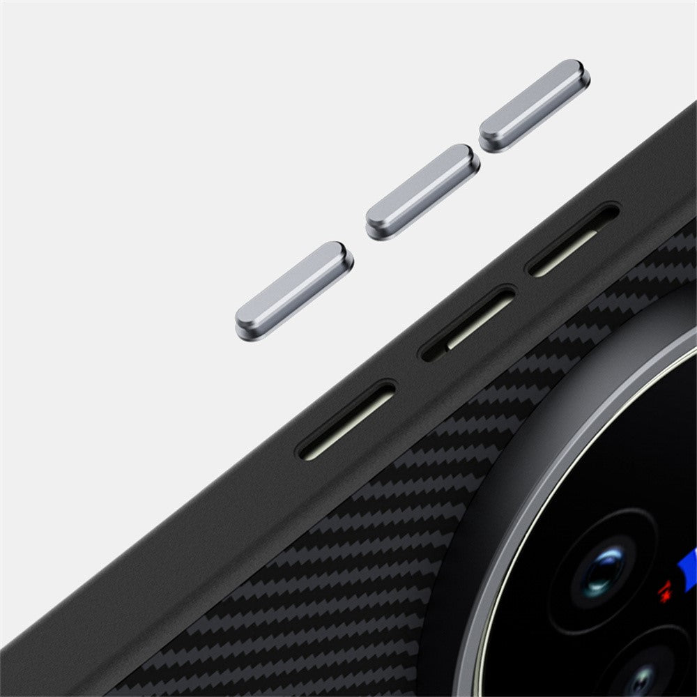 ABEEL For vivo X300 Ultra 5G Magnetic Case Carbon Fiber Texture TPU PC PU Phone Back Cover - Black  /  Purple