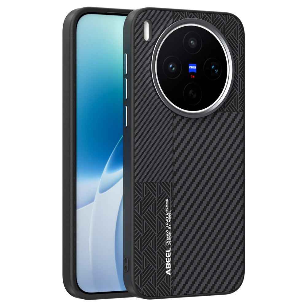 ABEEL For vivo X300s 5G Magnetic Case PC + TPU + Aluminum Alloy + PU Leather Slim Phone Back Cover - Texture 3