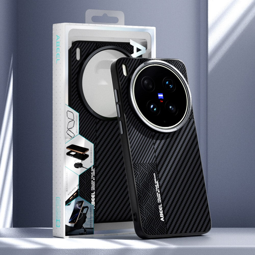 ABEEL For vivo X300s 5G Magnetic Case PC + TPU + Aluminum Alloy + PU Leather Slim Phone Back Cover - Texture 2