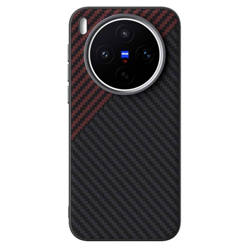 ABEEL For vivo X300s 5G Magnetic Case Carbon Fiber Texture Phone Back Cover - Black  /  Red