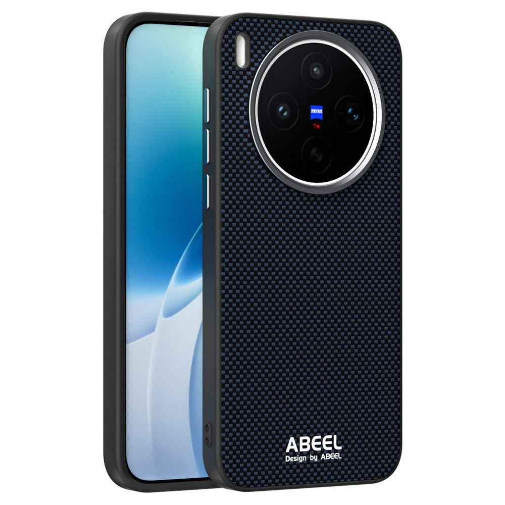 ABEEL For vivo X300s 5G Magnetic Case Printed PC TPU Aluminum Alloy Leather Phone Cover - Black