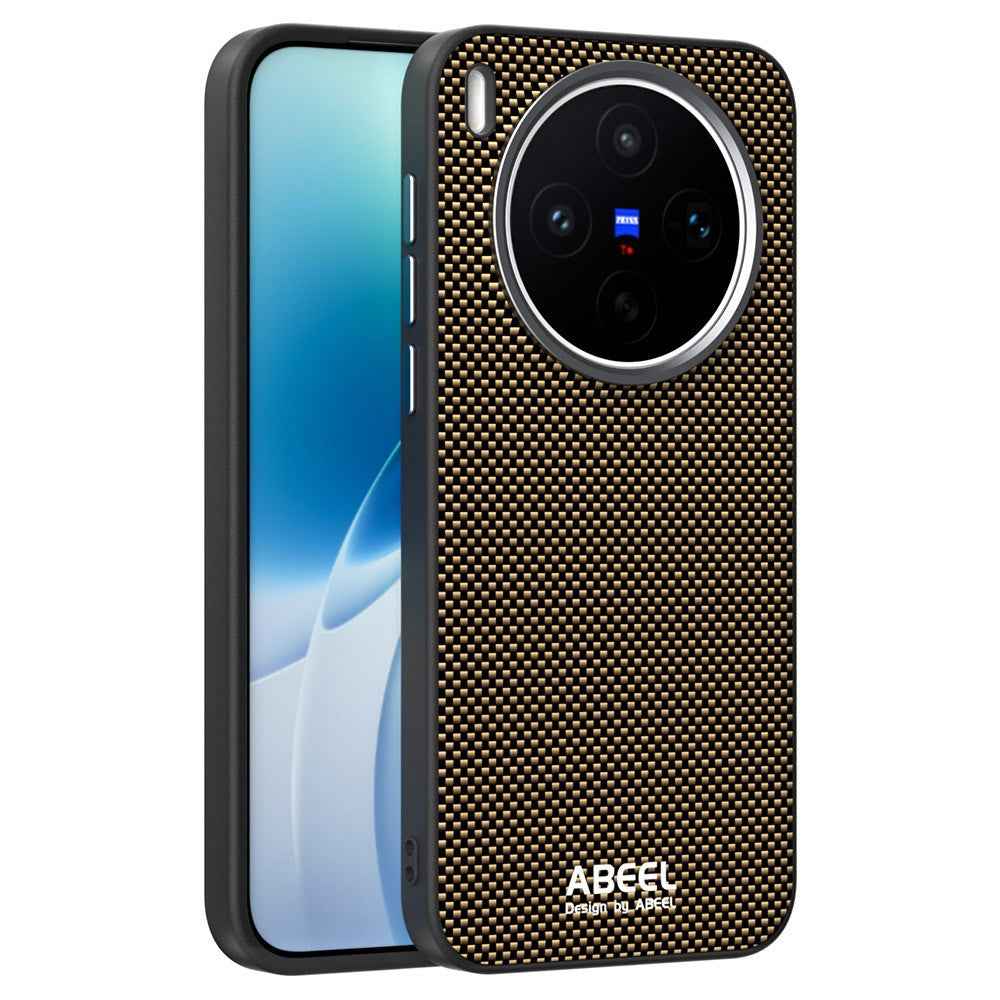 ABEEL For vivo X300s 5G Magnetic Case Printed PC TPU Aluminum Alloy Leather Phone Cover - Gold