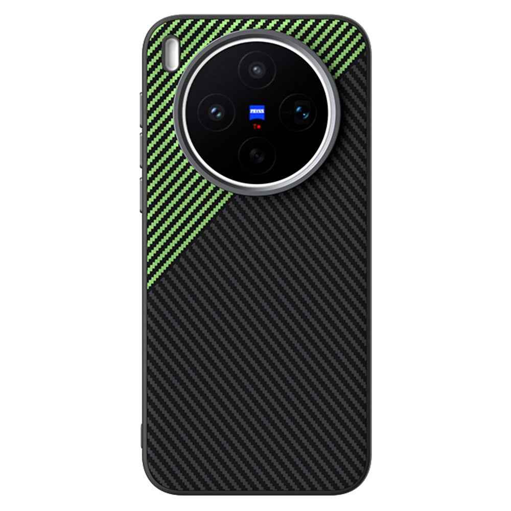 ABEEL For vivo X300s 5G Magnetic Case Carbon Fiber Texture TPU PC PU Phone Back Cover - Black  /  Green