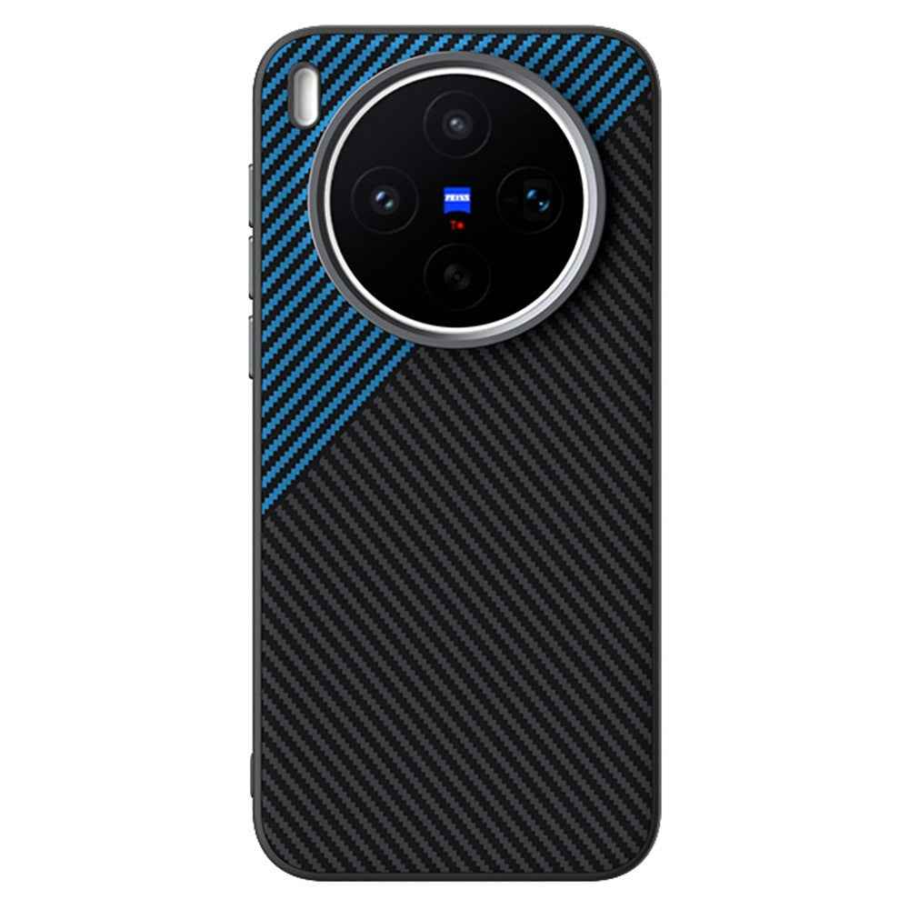 ABEEL For vivo X300s 5G Magnetic Case Carbon Fiber Texture TPU PC PU Phone Back Cover - Black  /  Blue