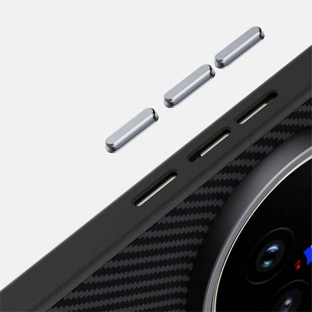 ABEEL For vivo X300s 5G Magnetic Case Carbon Fiber Texture TPU PC PU Phone Back Cover - Black  /  Blue