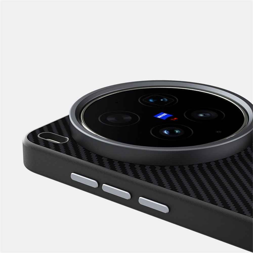 ABEEL For vivo X300s 5G Magnetic Case Carbon Fiber Texture TPU PC PU Phone Back Cover - Black  /  Blue