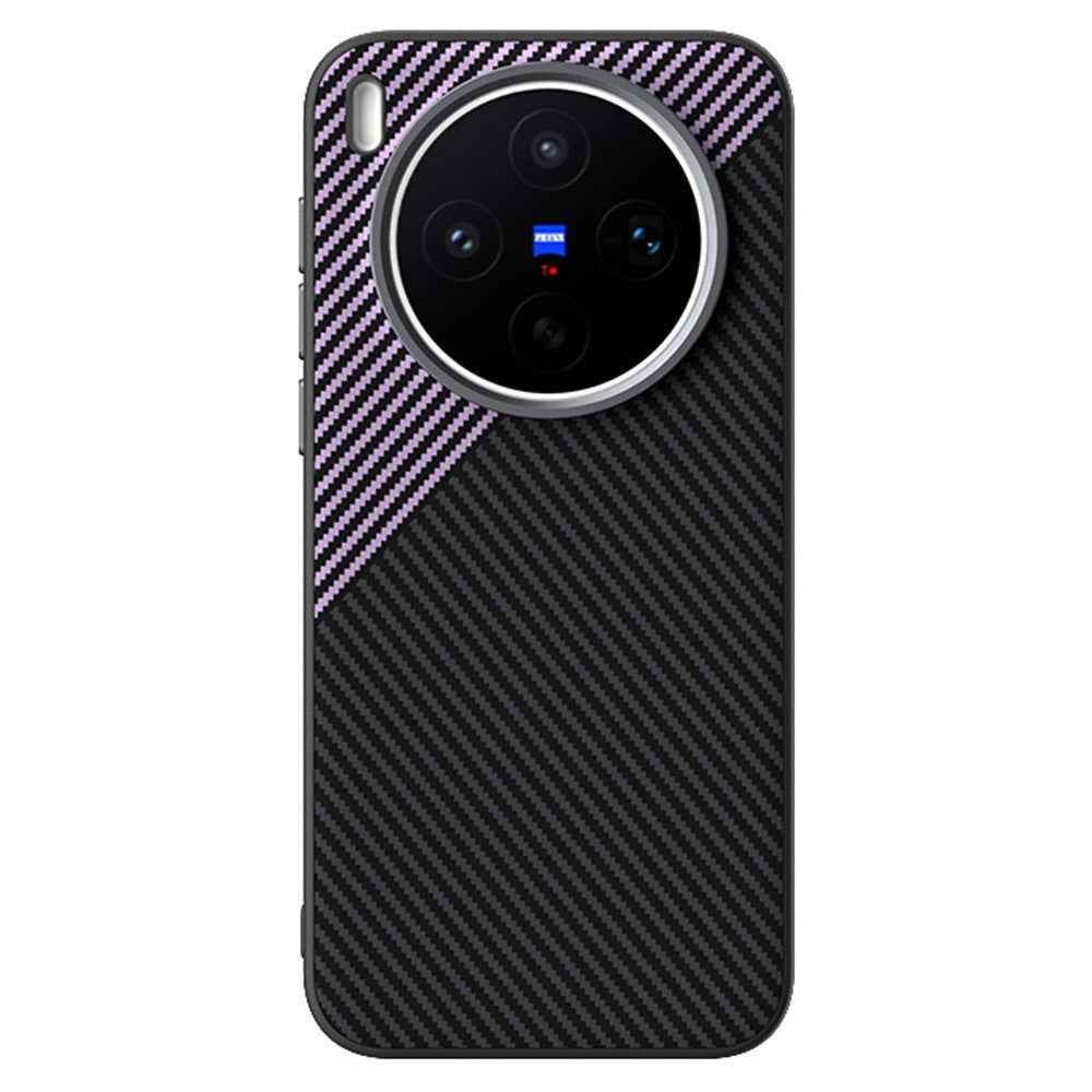 ABEEL For vivo X300s 5G Magnetic Case Carbon Fiber Texture TPU PC PU Phone Back Cover - Black  /  Purple