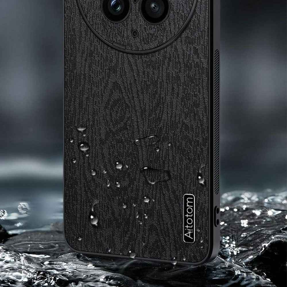 For vivo X300 Ultra 5G Case Wood Texture PU Leather Coated PC TPU Phone Cover - Blue
