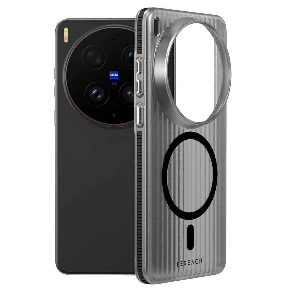 LEREACH TOC Series for vivo X300 Ultra 5G Magnetic Case Flowing Grid PC Phone Cover - Black