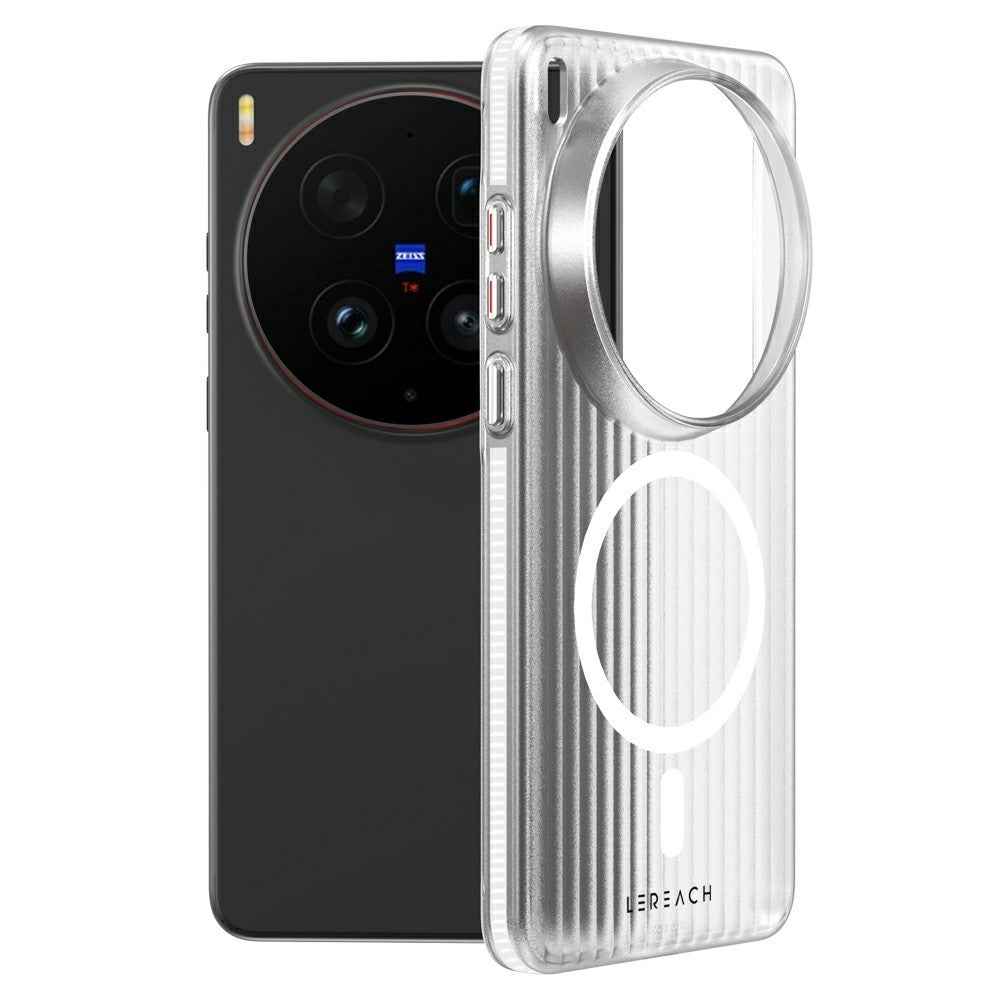 LEREACH TOC Series for vivo X300 Ultra 5G Magnetic Case Flowing Grid PC Phone Cover - White