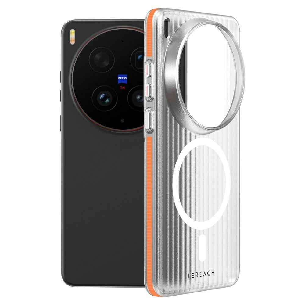 LEREACH TOC Series for vivo X300 Ultra 5G Magnetic Case Flowing Grid PC Phone Cover - Orange