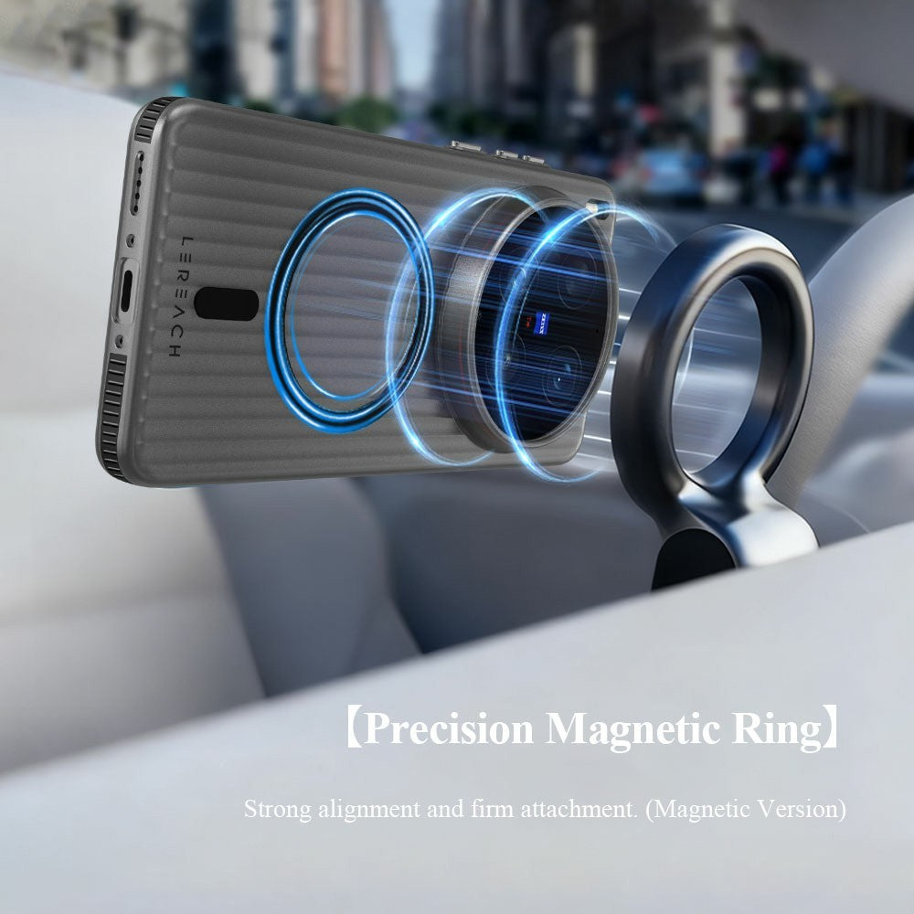 LEREACH TOC Series for vivo X300 Ultra 5G Magnetic Case Flowing Grid PC Phone Cover - Orange