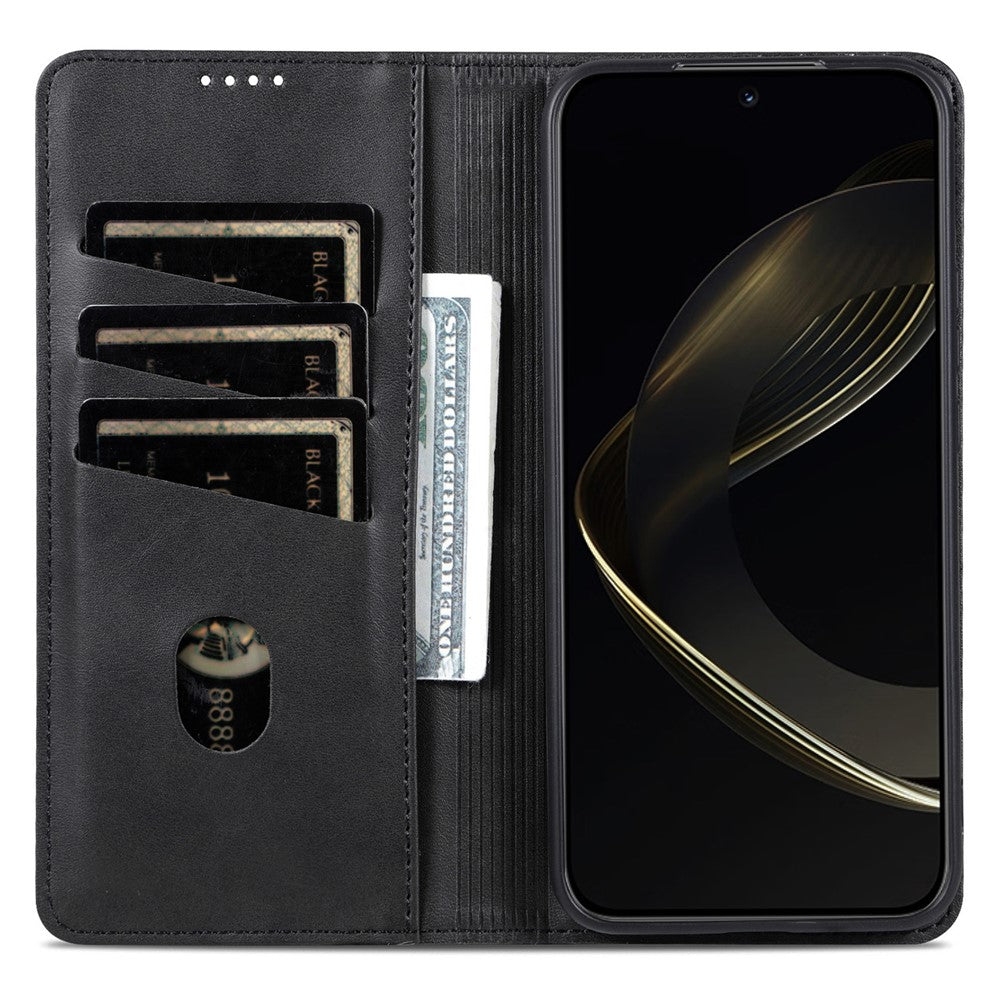 AZNS For vivo X300 Ultra 5G Phone Case Cowhide Texture PU Leather Wallet Phone Cover - Black