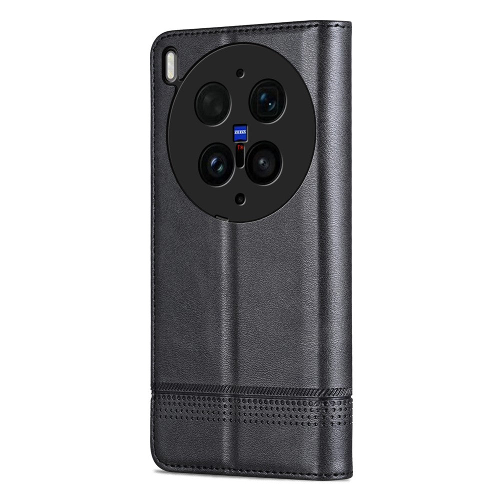 AZNS For vivo X300 Ultra 5G Phone Case Cowhide Texture PU Leather Wallet Phone Cover - Black