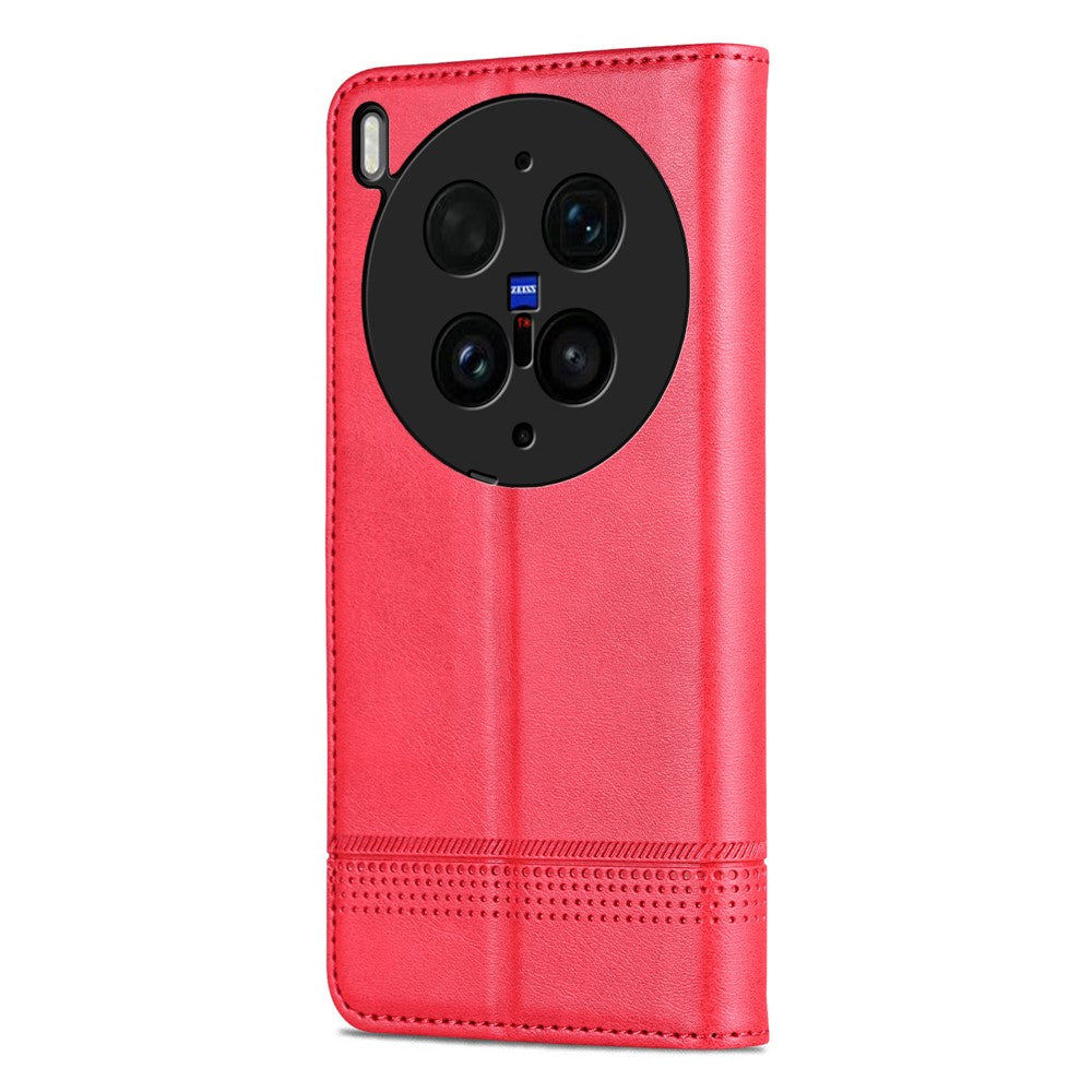 AZNS For vivo X300 Ultra 5G Phone Case Cowhide Texture PU Leather Wallet Phone Cover - Red