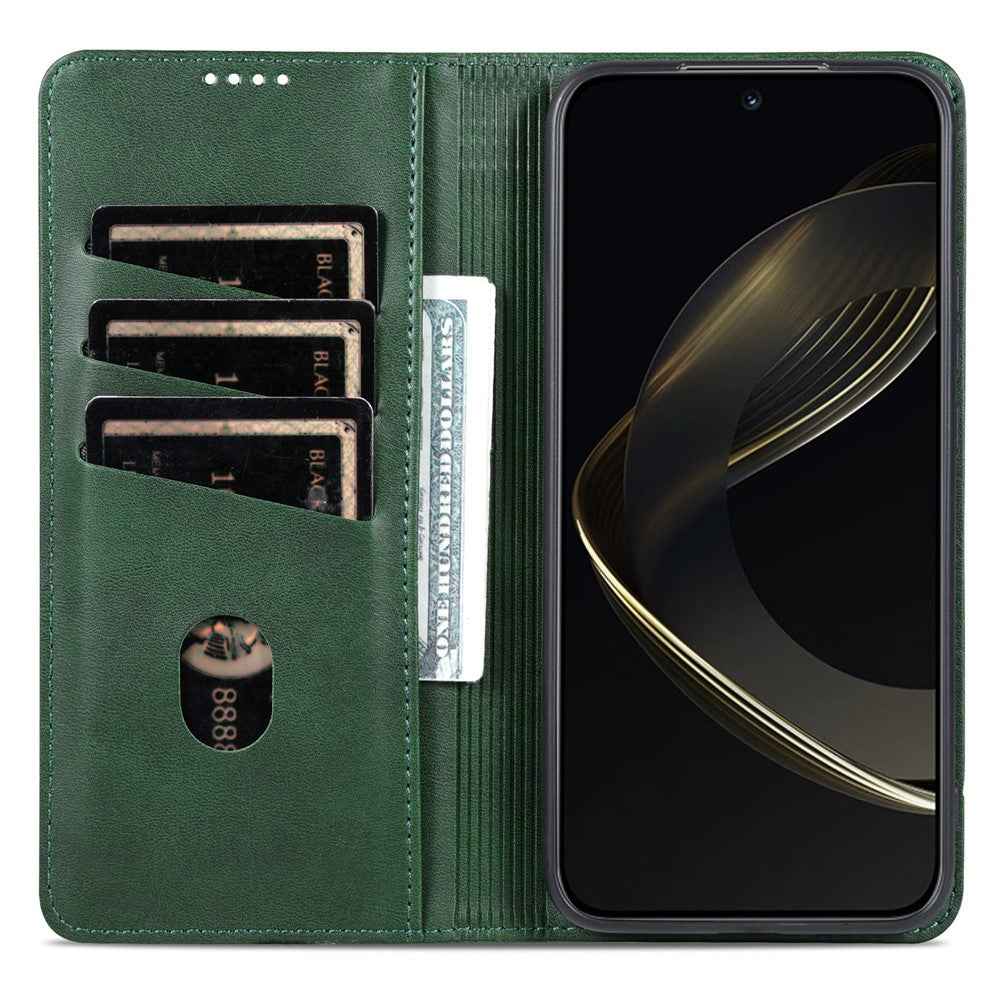 AZNS For vivo X300 Ultra 5G Phone Case Cowhide Texture PU Leather Wallet Phone Cover - Green