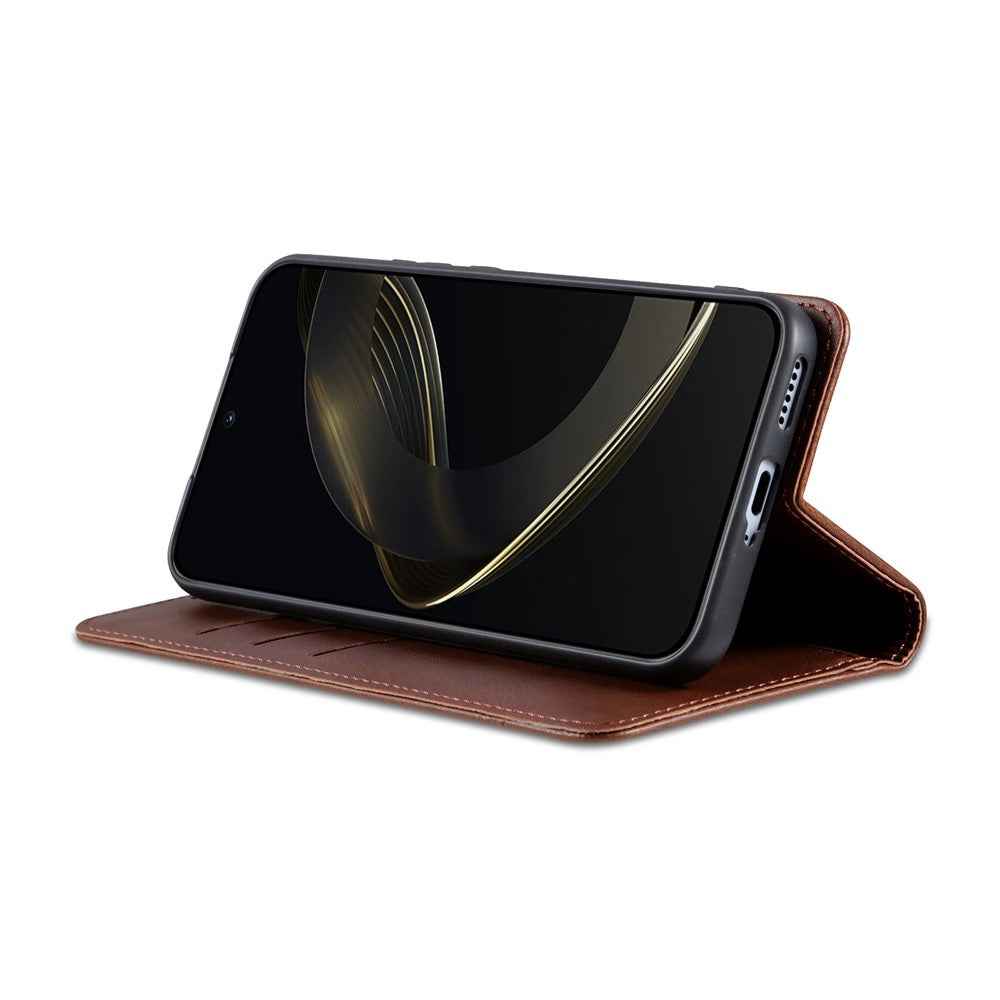 AZNS For vivo X300 Ultra 5G Phone Case Cowhide Texture PU Leather Wallet Phone Cover - Brown