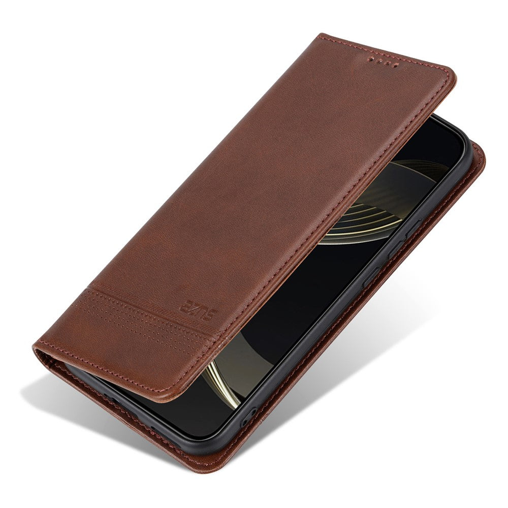 AZNS For vivo X300 Ultra 5G Phone Case Cowhide Texture PU Leather Wallet Phone Cover - Brown