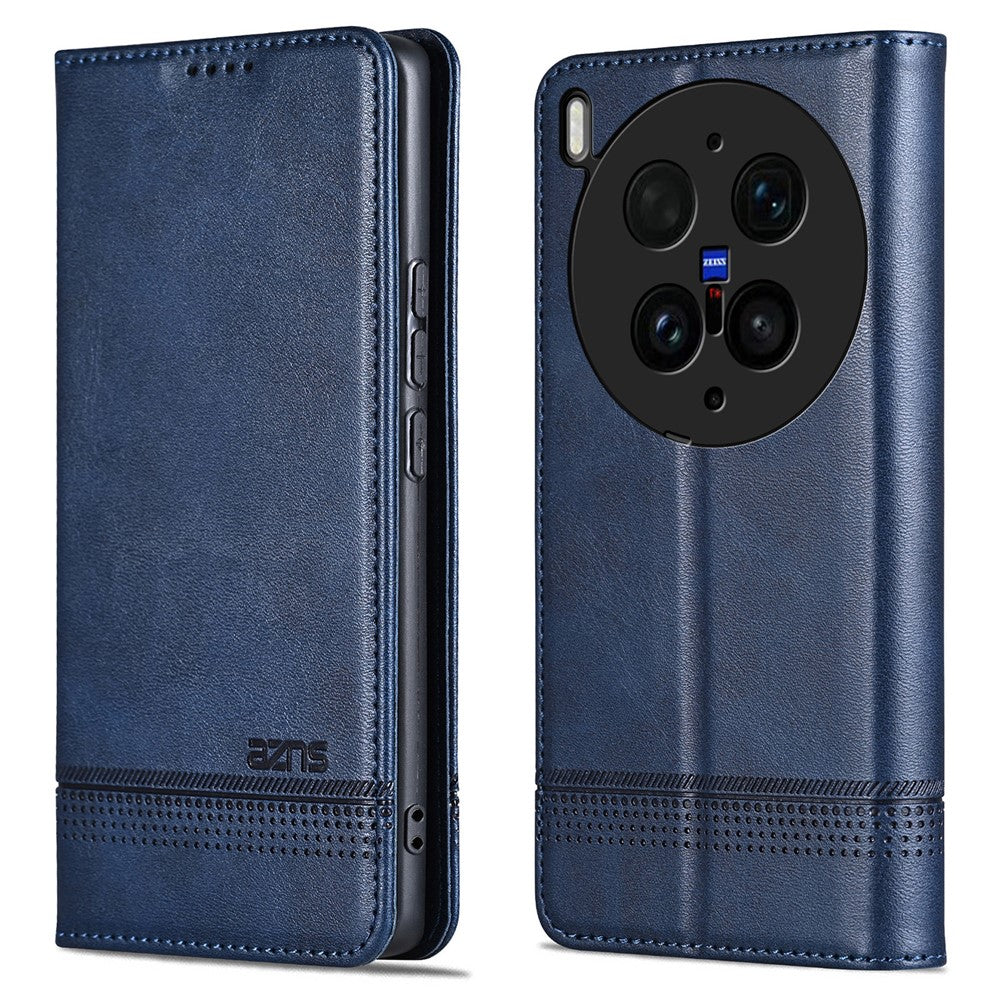 AZNS For vivo X300 Ultra 5G Phone Case Cowhide Texture PU Leather Wallet Phone Cover - Blue