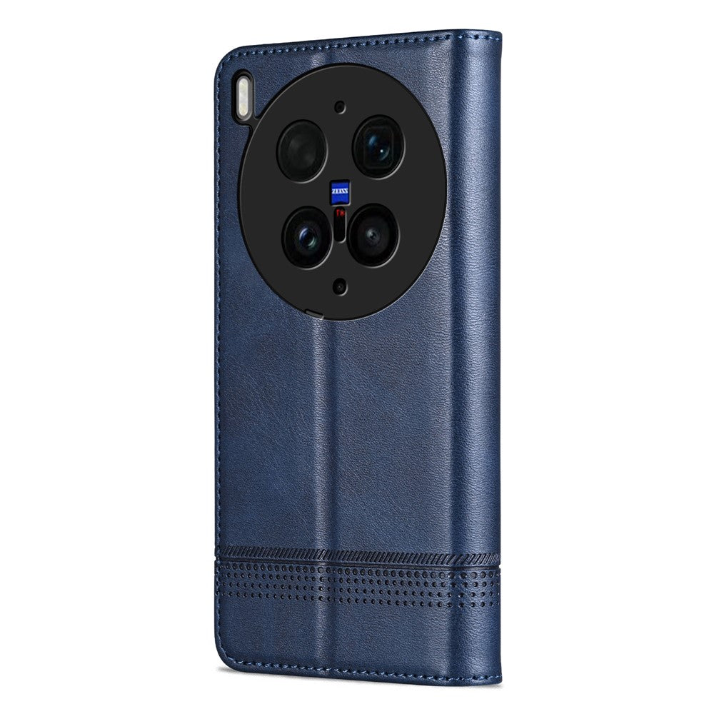 AZNS For vivo X300 Ultra 5G Phone Case Cowhide Texture PU Leather Wallet Phone Cover - Blue
