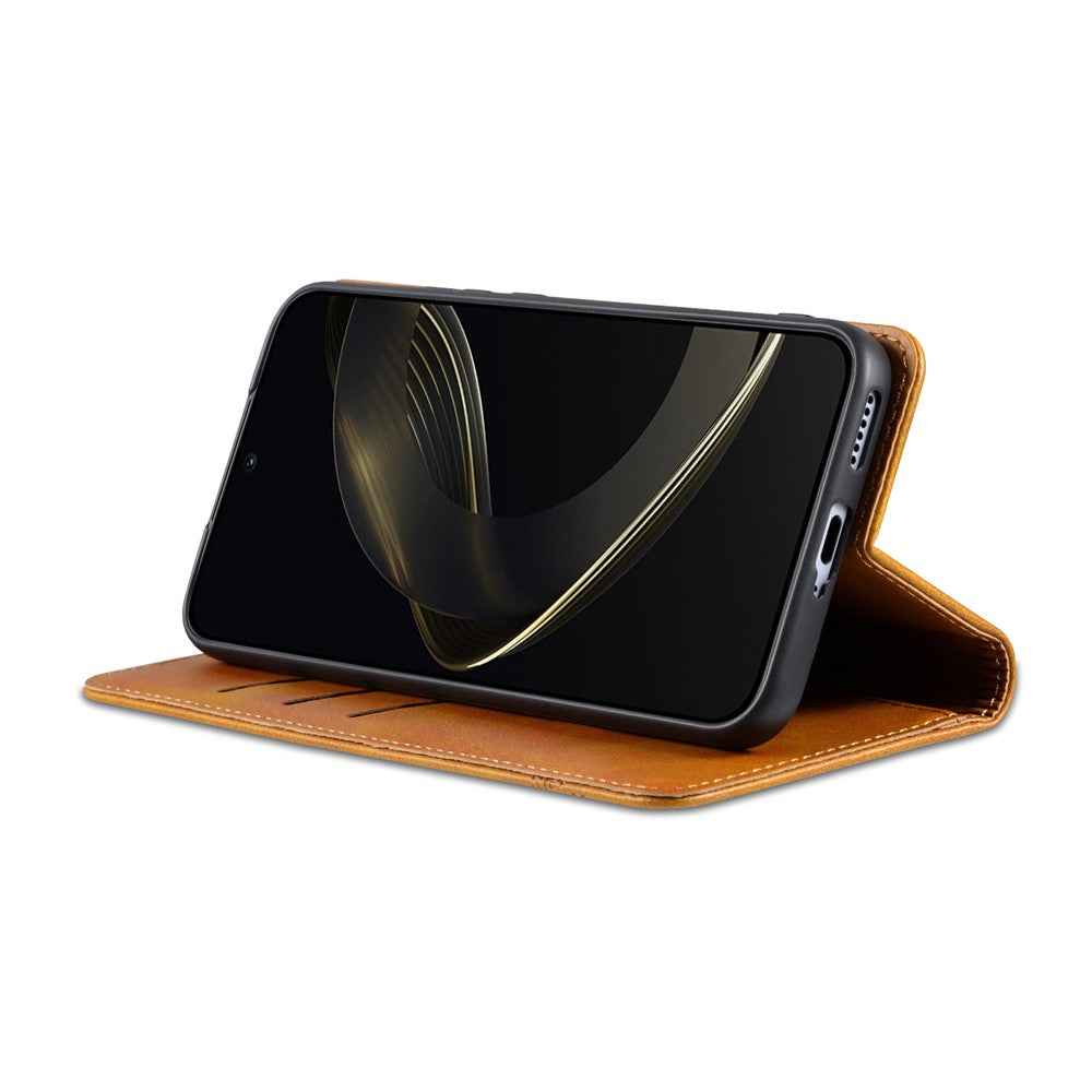 AZNS For vivo X300 Ultra 5G Phone Case Cowhide Texture PU Leather Wallet Phone Cover - Coffee