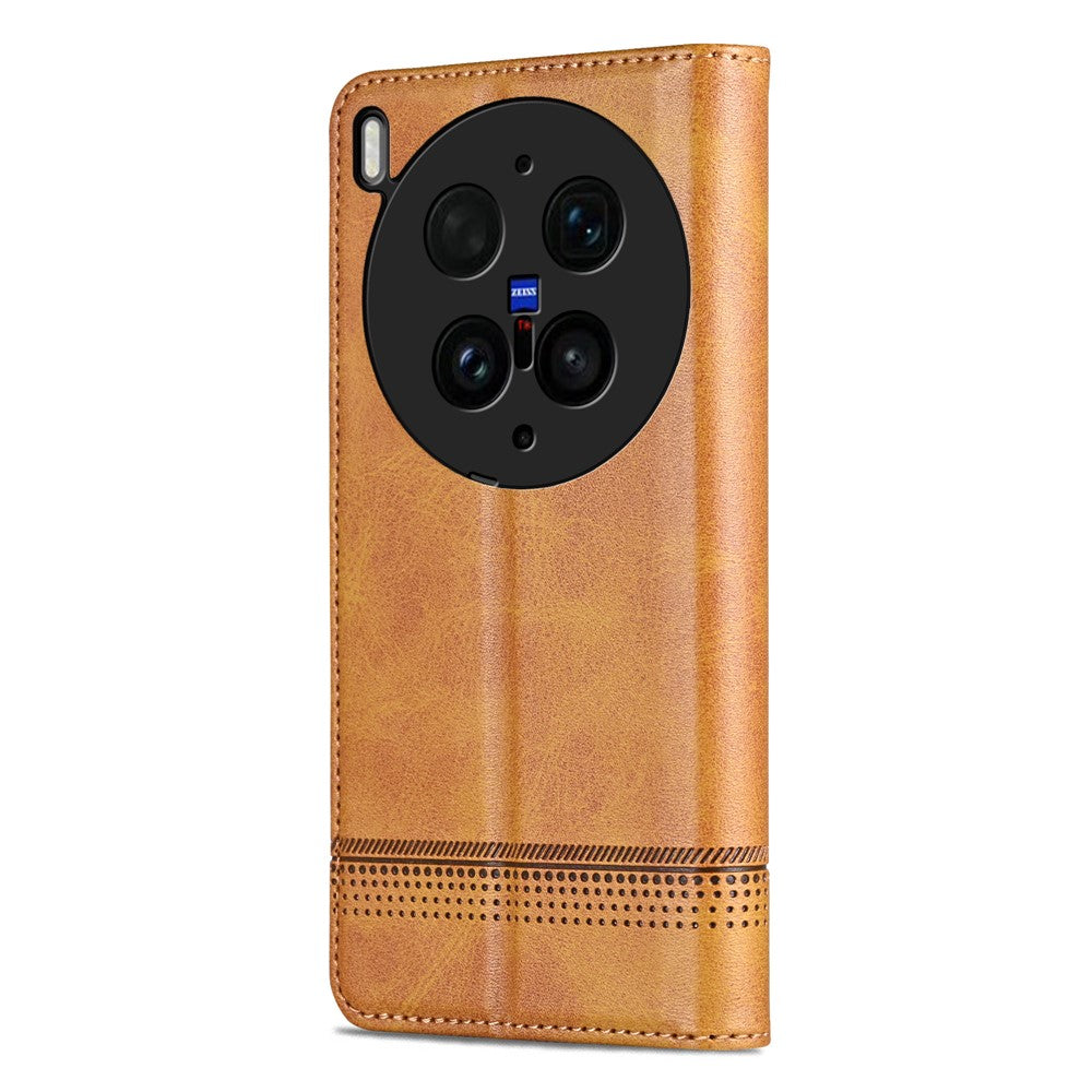 AZNS For vivo X300 Ultra 5G Phone Case Cowhide Texture PU Leather Wallet Phone Cover - Coffee