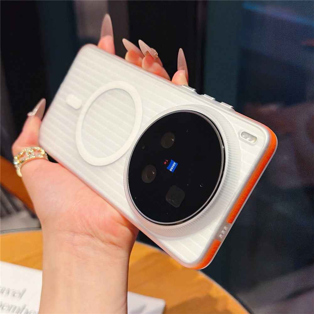 For vivo X300 Ultra 5G Magnetic Phone Case Matte Texture Shockproof Protective PC Cover - Orange