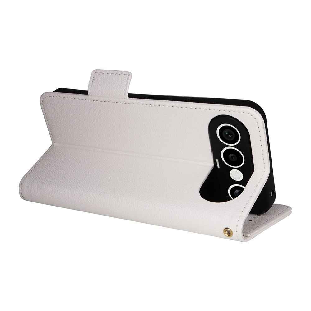 For vivo X300 FE 5G / S50 Pro mini 5G Case Litchi Texture Wallet Leather Phone Cover with Wrist Strap - White