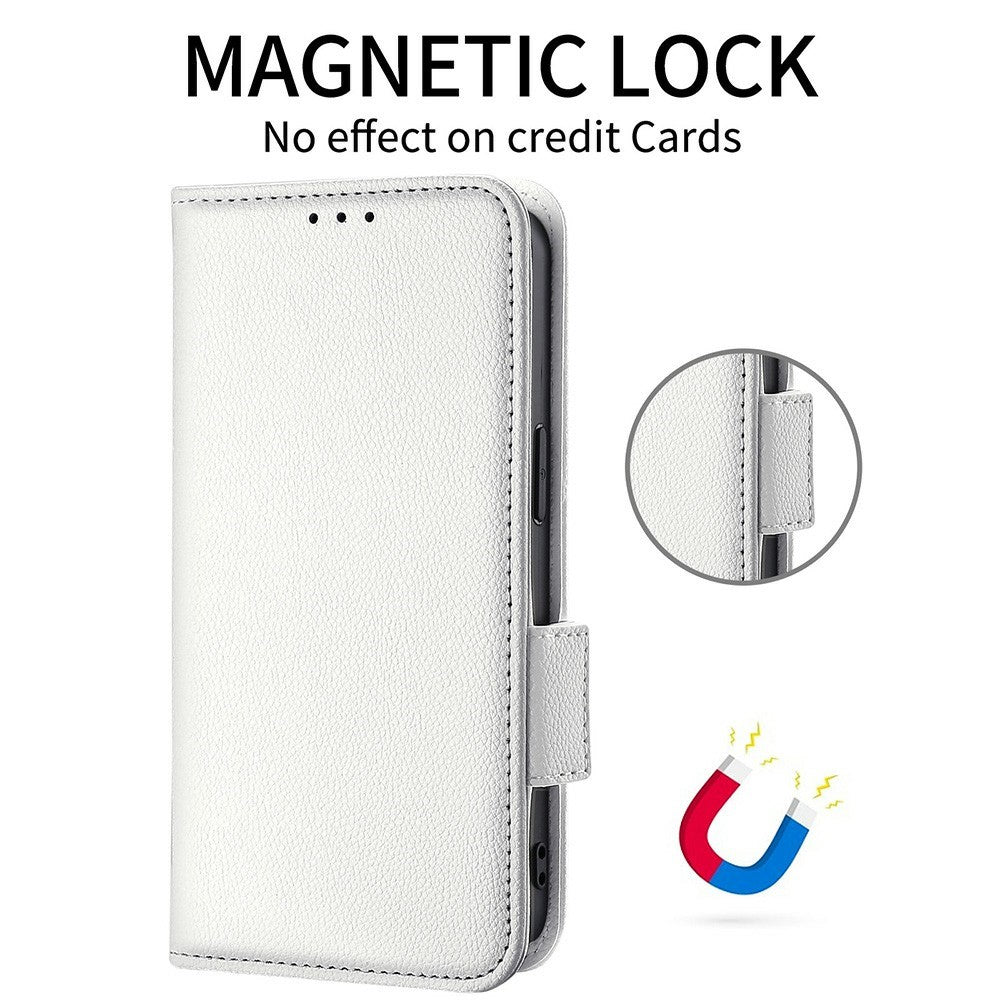 For vivo X300 FE 5G / S50 Pro mini 5G Case Litchi Texture Wallet Leather Phone Cover with Wrist Strap - White