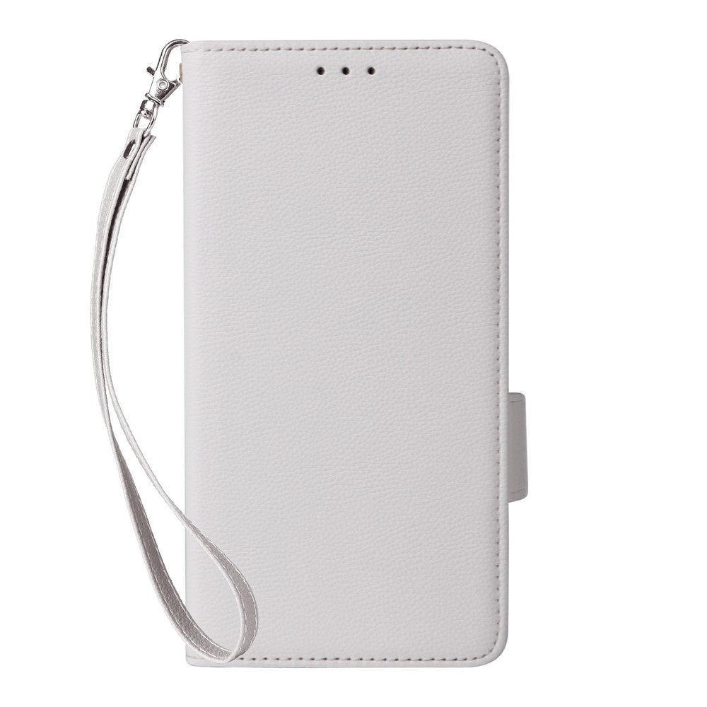 For vivo X300 FE 5G / S50 Pro mini 5G Case Litchi Texture Wallet Leather Phone Cover with Wrist Strap - White