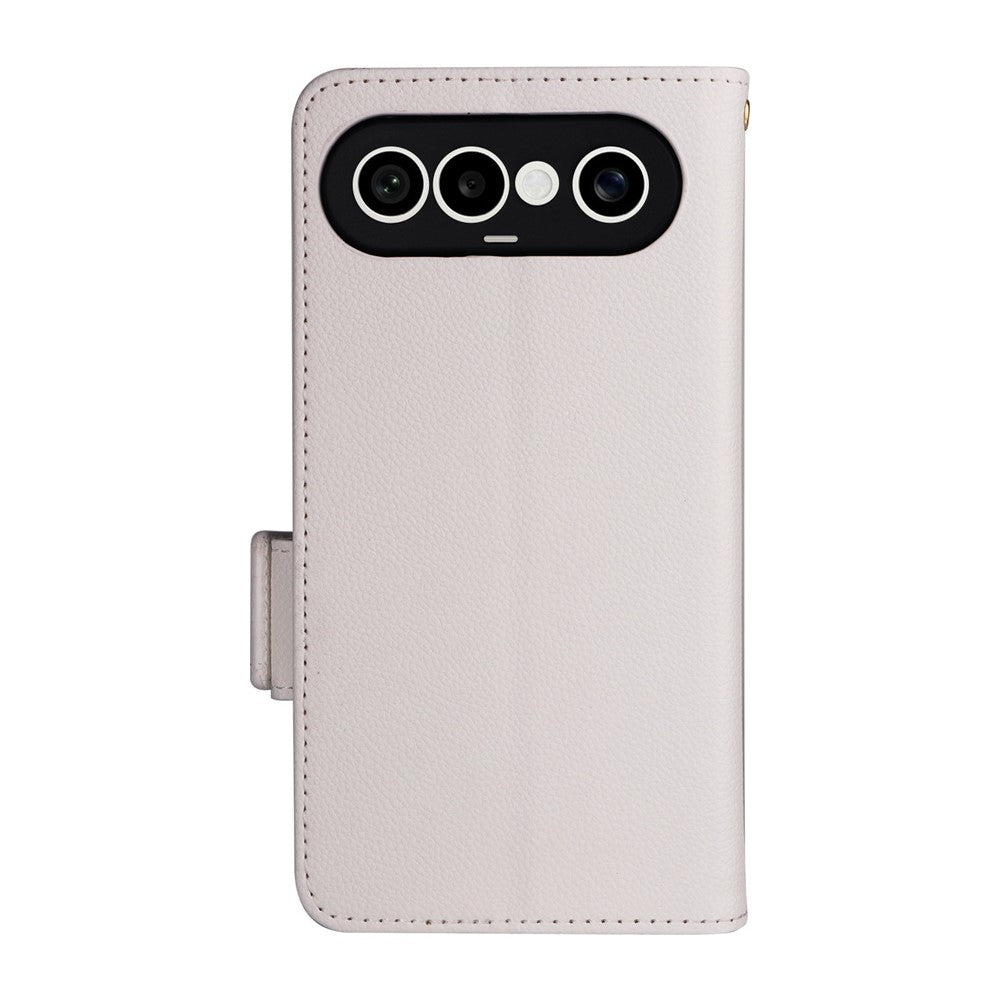 For vivo X300 FE 5G / S50 Pro mini 5G Case Litchi Texture Wallet Leather Phone Cover with Wrist Strap - White