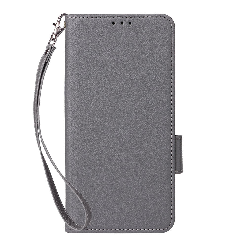 For vivo X300 FE 5G / S50 Pro mini 5G Case Litchi Texture Wallet Leather Phone Cover with Wrist Strap - Grey