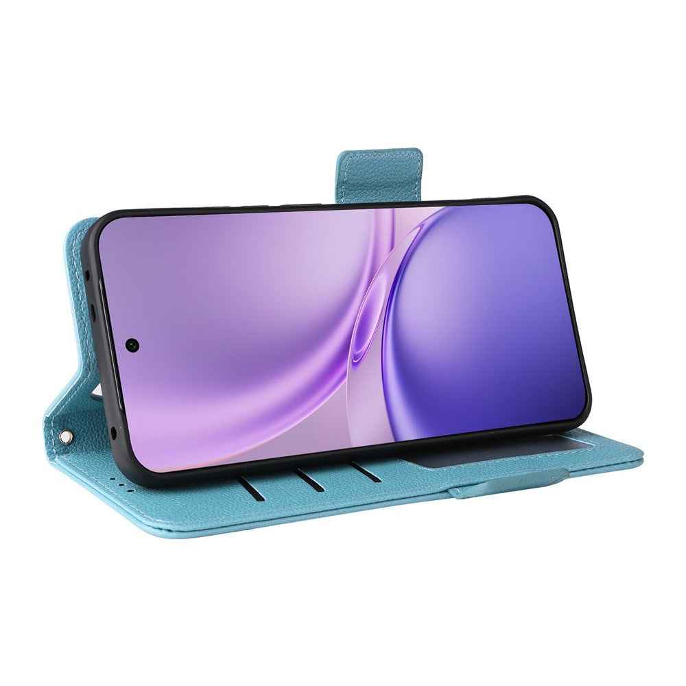 For vivo X300 FE 5G / S50 Pro mini 5G Case Litchi Texture Wallet Leather Phone Cover with Wrist Strap - Baby Blue