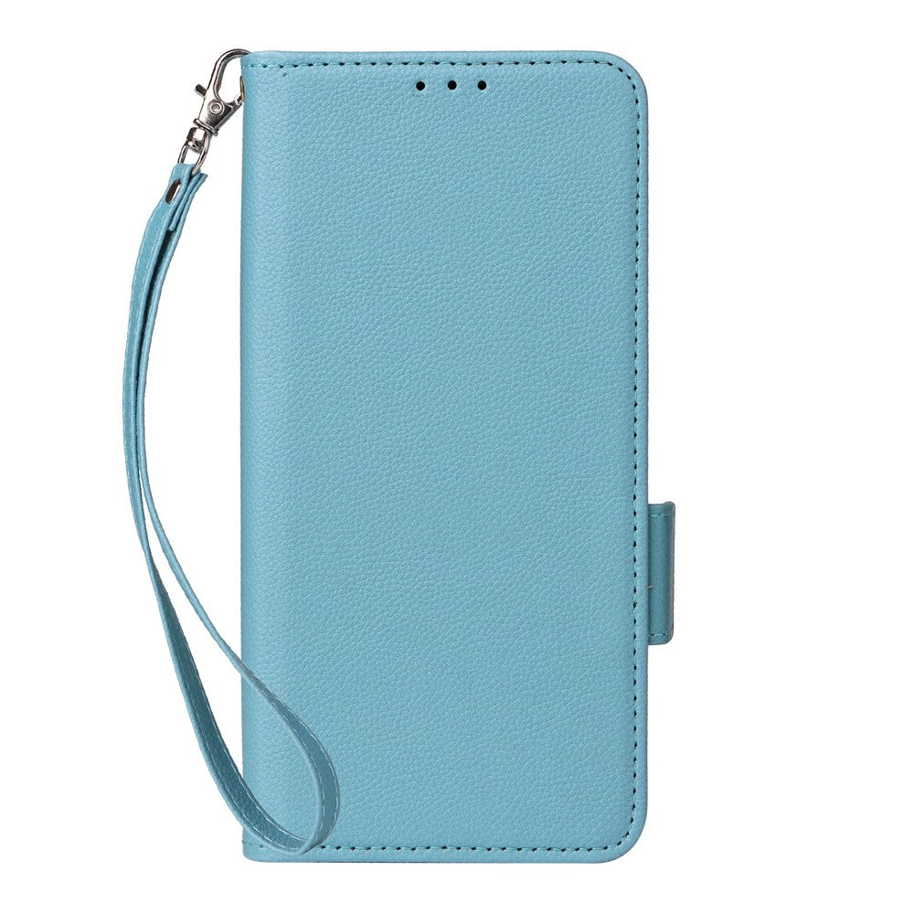 For vivo X300 FE 5G / S50 Pro mini 5G Case Litchi Texture Wallet Leather Phone Cover with Wrist Strap - Baby Blue