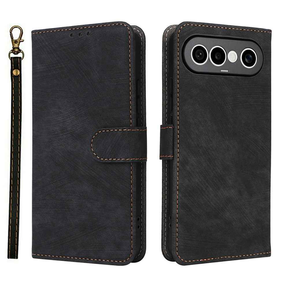 For vivo X300 FE 5G / S50 Pro mini 5G Wallet RFID Blocking PU Leather Phone Cover Stand with Strap - Black