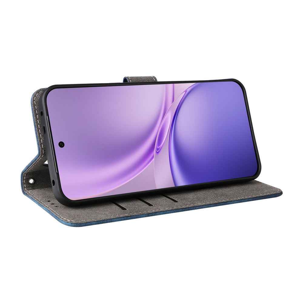For vivo X300 FE 5G / S50 Pro mini 5G Wallet RFID Blocking PU Leather Phone Cover Stand with Strap - Blue