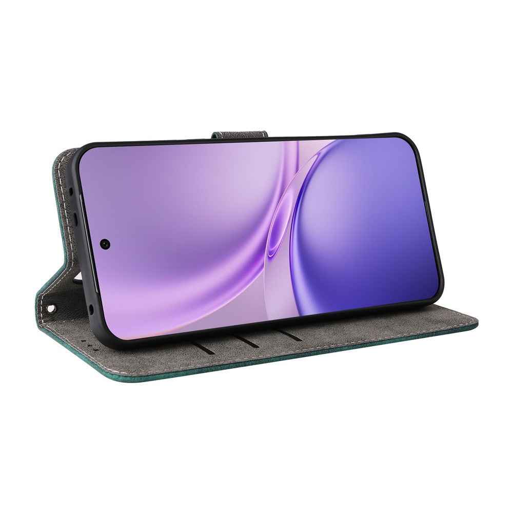 For vivo X300 FE 5G / S50 Pro mini 5G Wallet RFID Blocking PU Leather Phone Cover Stand with Strap - Green