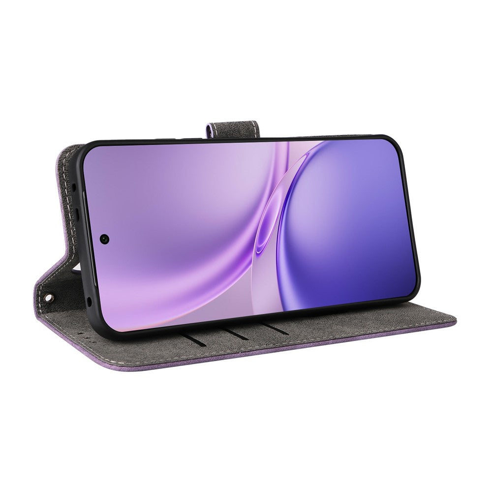 For vivo X300 FE 5G / S50 Pro mini 5G Wallet RFID Blocking PU Leather Phone Cover Stand with Strap - Purple