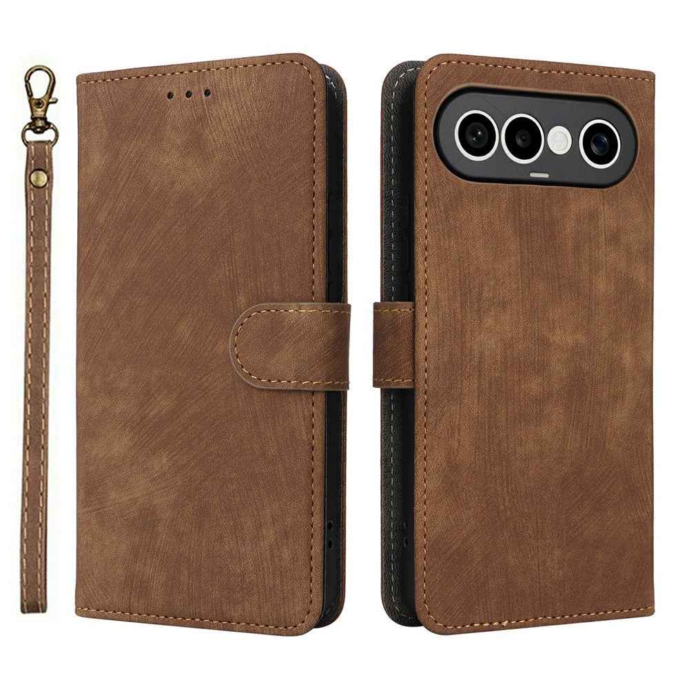 For vivo X300 FE 5G / S50 Pro mini 5G Wallet RFID Blocking PU Leather Phone Cover Stand with Strap - Brown