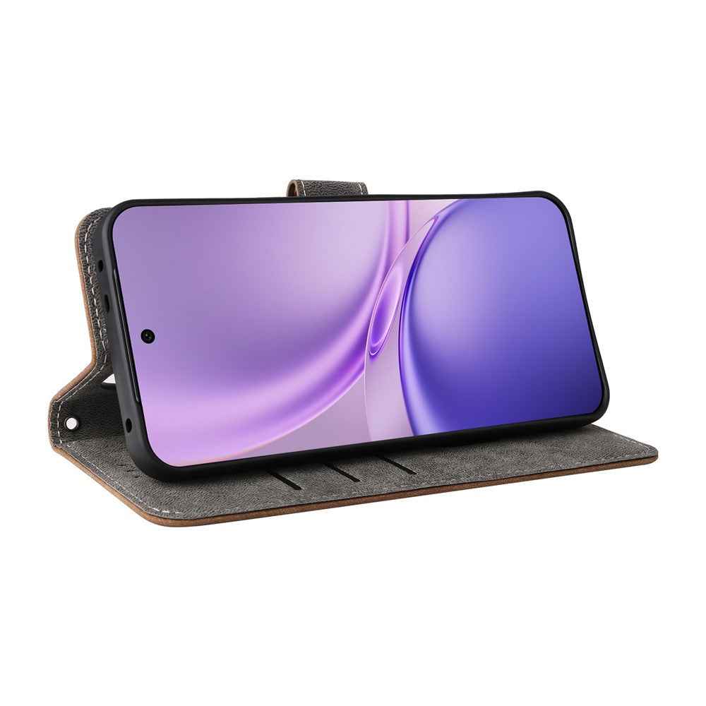 For vivo X300 FE 5G / S50 Pro mini 5G Wallet RFID Blocking PU Leather Phone Cover Stand with Strap - Brown