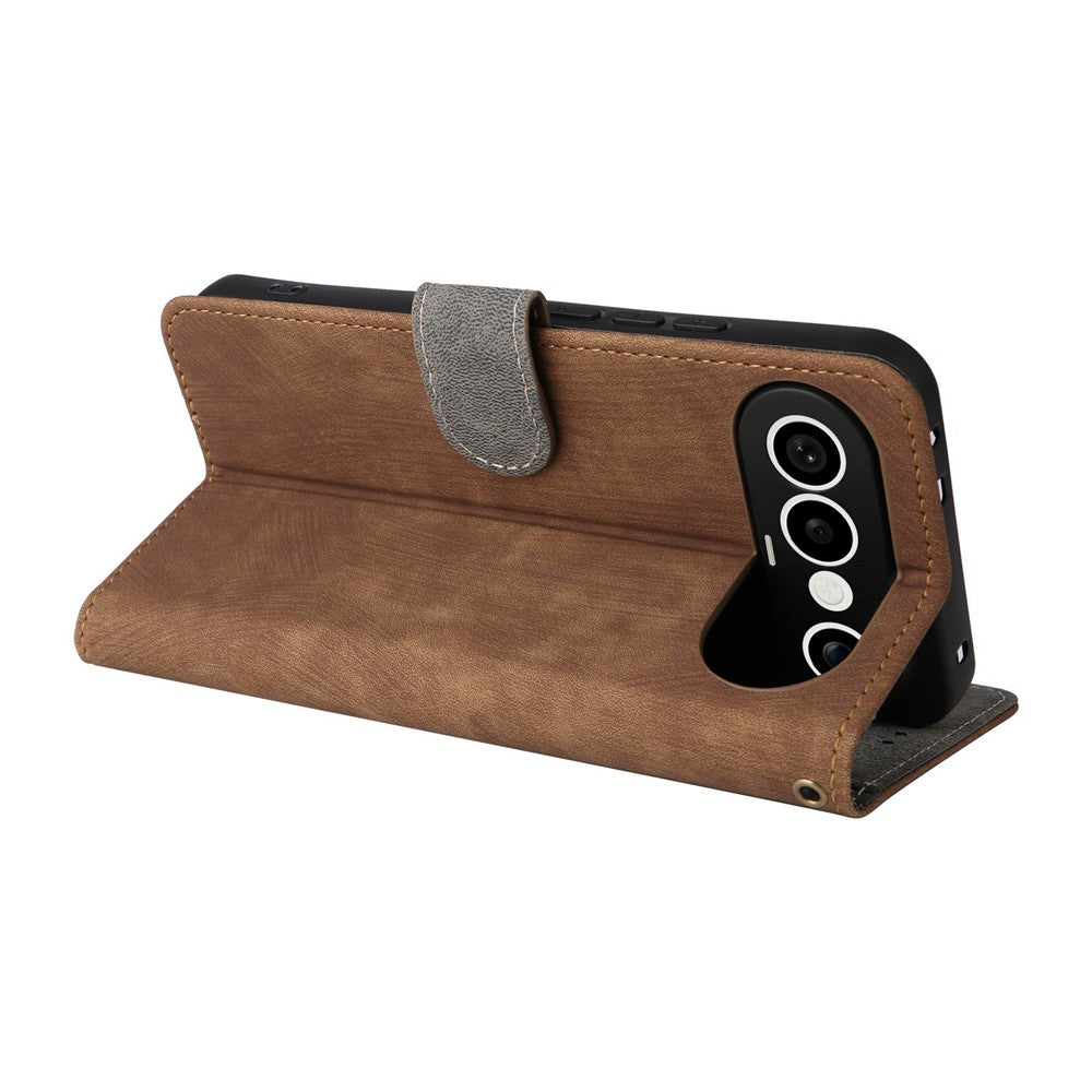 For vivo X300 FE 5G / S50 Pro mini 5G Wallet RFID Blocking PU Leather Phone Cover Stand with Strap - Brown